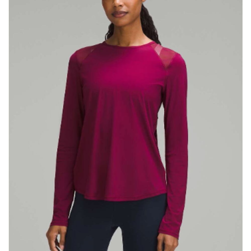 Lululemon Sculpt Long Sleeve Shirt Deep Luxe Mesh Running Top Women's 6 Est - Picture 2 of 10
